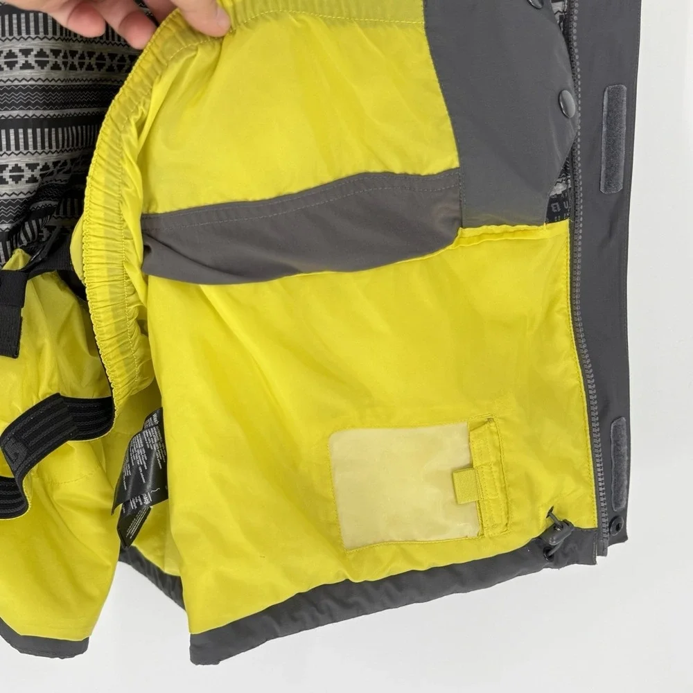 Burton Sutton DryRide 10K Snowboard Ski Jacket Mens L Gray Yellow Green Hooded